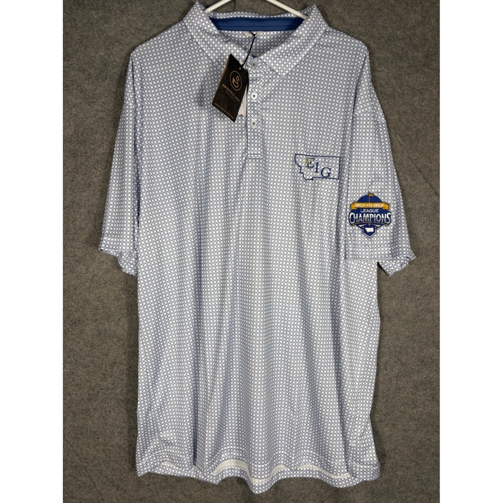 Swannies Golf Tanner Polo Mens 3XL Navy White Geometric Montana EIG Champions